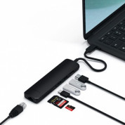 Satechi USB-C Aluminum Slim Multiport - мултифункционален хъб за свързване на допълнителна периферия за компютри с USB-C (черен) 3