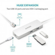Anker Premium USB-C Hub With Ethernet And Power Delivery - мултифункционален хъб за свързване на допълнителна периферия за компютри с USB-C (сребрист)  1