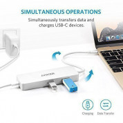 Anker Premium USB-C Hub With Ethernet And Power Delivery - мултифункционален хъб за свързване на допълнителна периферия за компютри с USB-C (сребрист)  3