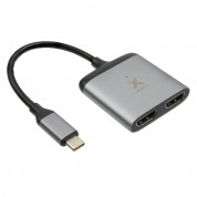 A-solar Xtorm XC202 USB-C Hub Dual HDMI Adapter - адаптер за свързване от USB-C към два HDMI порта (тъмносив)