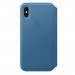 Apple Leather Folio Case - оригинален кожен (естествена кожа) калъф за iPhone XS, iPhone X (син) 3