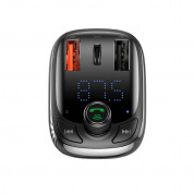 Baseus T-Typed Bluetooth FM Transmitter (CCTM-B01) - блутут FM трансмитер и зарядно за кола за мобилни устройства (черен) 3