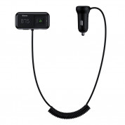 Baseus T-Typed S-16 Wireless MP3 Car Charger - блутут MP3 плеър и зарядно за кола за мобилни устройства (черен)