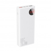 Baseus Mulight Power Bank with Digital Display Quick Charge 45W (PPMY-A02) - външна батерия 20000 mAh с 2xUSB-A и USB-C изходи за зареждане на смартфони и таблети (бял)