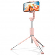 Spigen S540 Selfie Stick Bluetooth Monopod with Tripod - разтегаем безжичен селфи стик и трипод за мобилни телефони (розов) 