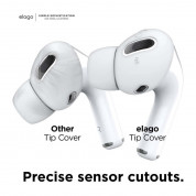 Elago Airpods Pro Earbuds Cover Plus Tips - антибактериални силиконови калъфчета с вградени тапички за Apple Airpods Pro (6 чифта) (бял-фосфор) 5