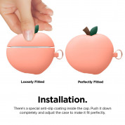 Elago Airpods Pro Peach Design Silicone Case - силиконов калъф с карабинер за Apple Airpods Pro (оранжев) 5