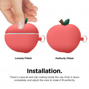 Elago Airpods Pro Peach Design Silicone Case - силиконов калъф с карабинер за Apple Airpods Pro (червен) 5