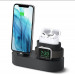 Elago Trio Charging Hub Pro - силиконова поставка за зареждане на iPhone, Apple Watch и Apple AirPods Pro (черна) 1
