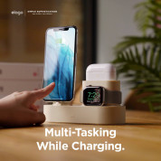 Elago Trio Charging Hub Pro - силиконова поставка за зареждане на iPhone, Apple Watch и Apple AirPods Pro (бяла) 1