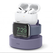 Elago Duo Charging Hub Pro - силиконова поставка за зареждане на iPhone, Apple Watch и Apple AirPods Pro (лилава)