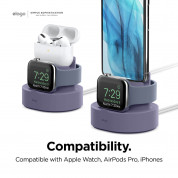 Elago Duo Charging Hub Pro - силиконова поставка за зареждане на iPhone, Apple Watch и Apple AirPods Pro (лилава) 1