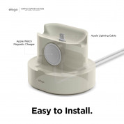 Elago Duo Charging Hub Pro - силиконова поставка за зареждане на iPhone, Apple Watch и Apple AirPods Pro (бяла) 5