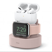 Elago Duo Charging Hub Pro - силиконова поставка за зареждане на iPhone, Apple Watch и Apple AirPods Pro (розова)