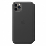 Apple Leather Folio Case - оригинален кожен (естествена кожа) калъф за iPhone 11 Pro Max (черен)