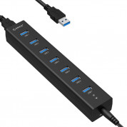 Orico USB 7 Port Hub with Power Adapter - 7-портов USB 3.0 хъб със захранване за компютри и лаптопи (черен) 1