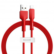 Baseus Silica Gel Lightning USB Cable (CALGJ-09) - USB кабел за Apple устройства с Lightning порт (100 см) (червен)