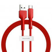 Baseus Silica Gel USB-C Cable (CATGJ-09) - USB-C кабел за устройства с USB-C порт (100 см) (червен)