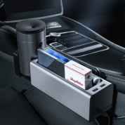 Baseus Deluxe Metal Armrest Console Organizer - органайзер за автомобил с възможност за свързване към зарядно за кола и два USB-A изхода (сребрист) 7