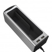 Baseus Deluxe Metal Armrest Console Organizer - органайзер за автомобил с възможност за свързване към зарядно за кола и два USB-A изхода (сребрист) 4