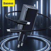 Baseus GaN Mini Quick Charger 45W (CCGAN-U01) - захранване за ел. мрежа с USB-A и USB-C изходи с технология за бързо зареждане и USB-C към USB-C кабел (черен) 1
