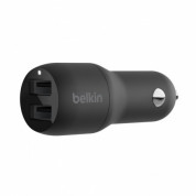 Belkin Boost Charge Dual USB-A 24W Car Charger - зарядно за кола с два USB изхода (4.8A) за зареждане на мобилни устройства (черен) 1