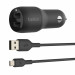 Belkin Boost Charge Dual USB-A Car Charger & microUSB Cable - зарядно за кола с 2xUSB изходa (4.8A) и microUSB кабел (черен)  1
