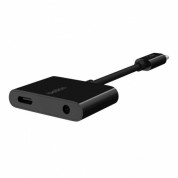 Belkin RockStar 3.5mm Audio + USB-C Charge Adapter - активен адаптер USB-C към 3.5 мм. аудио изход и USB-C изход (черен)  3