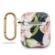 Guess Airpods Silicone Case Flower Collection No.3 - силиконов калъф с карабинер за Apple Airpods и Apple Airpods 2 (син) 1