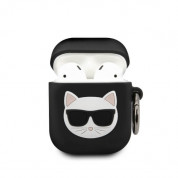 Karl Lagerfeld Airpods Choupette Silicone Case - силиконов калъф с карабинер за Apple Airpods и Apple Airpods 2 (черен)