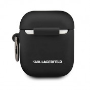 Karl Lagerfeld Airpods Ikonik Silicone Case - силиконов калъф с карабинер за Apple Airpods и Apple Airpods 2 (черен) 2