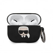 Karl Lagerfeld Airpods Pro Ikonik Silicone Case - силиконов калъф с карабинер за Apple Airpods Pro (черен) 1