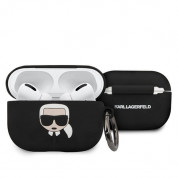 Karl Lagerfeld Airpods Pro Ikonik Silicone Case - силиконов калъф с карабинер за Apple Airpods Pro (черен)