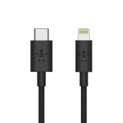 Belkin Mixit Boost Charge USB-C to Lightning Cable PD 18W - MFI сертифициран USB-C към Lightning кабел за Apple устройства с Lightning порт (120 см) (черен)