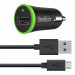 Belkin Micro Car Charger 2.4A - зарядно за кола с USB изход и отделен microUSB кабел за мобилни устройства (черен) 1