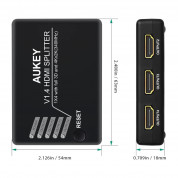AUKEY HA-H02 1x4-Port HDMI V1.4 Amplifier Splitter w/3D and 4Kx2K Support - Split One HDMI Signal to Four HDMI Displays! 4