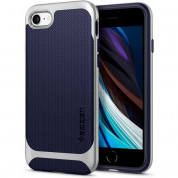 Spigen Neo Hybrid Case - хибриден кейс с висока степен на защита за iPhone SE (2020), iPhone 8, iPhone 7 (тъмносин-сребрист)