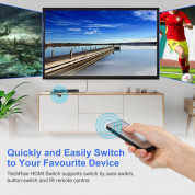 TechRise CHD05003BA01 3-Port HDMI Auto Switch Box - 3-портов HDMI превключвател за компютри и монитори с дистанционно 3