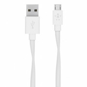 Belkin Mixit Flat Micro-USB to USB-A Cable - MicroUSB кабел за устройства с MicroUSB стандарт (180 см) (бял)