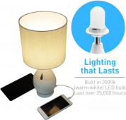 Macally Ceramic LED Table Lamp - настолна LED лампа с 2 х USB-A изхода за зареждане на мобилни устройства (бял) 3