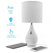 Macally Ceramic LED Table Lamp - настолна LED лампа с 2 х USB-A изхода за зареждане на мобилни устройства (бял)
