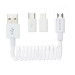 4smarts 3in1 Spiral Cable - MicroUSB кабел с Lightning и USB-C адапери (80 см) (бял) 1