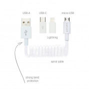 4smarts 3in1 Spiral Cable - MicroUSB кабел с Lightning и USB-C адапери (80 см) (бял) 1
