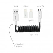 4smarts 3in1 Spiral Cable - MicroUSB кабел с Lightning и USB-C адапери (80 см) (черен) 1
