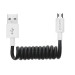 4smarts 3in1 Spiral Cable - MicroUSB кабел с Lightning и USB-C адапери (80 см) (черен) 4