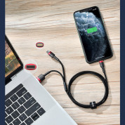 Baseus Cafule USB + USB-C to Lightning Cable PD 18W (CATKLF-ELG1) - USB и USB-C към Lightning кабел за Apple устройства с Lightning порт (120 см) (черен-сив) 6