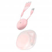 Baseus Lets Go Little Reunion One-Way Stretchable 3-in-1 USB Cable with micro USB, Lightning and USB-C connectors (80 cm) (pink) 1