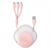 Baseus Lets Go Little Reunion One-Way Stretchable 3-in-1 USB Cable with micro USB, Lightning and USB-C connectors (80 cm) (pink)