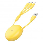 Baseus Lets Go Little Reunion One-Way Stretchable 3-in-1 USB Cable (CAMLT-TYGY) - универсален USB кабел с Lightning, microUSB и USB-C конектори (80 см) (жълт) 7