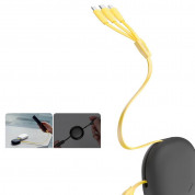 Baseus Lets Go Little Reunion One-Way Stretchable 3-in-1 USB Cable (CAMLT-TYGY) - универсален USB кабел с Lightning, microUSB и USB-C конектори (80 см) (жълт) 1